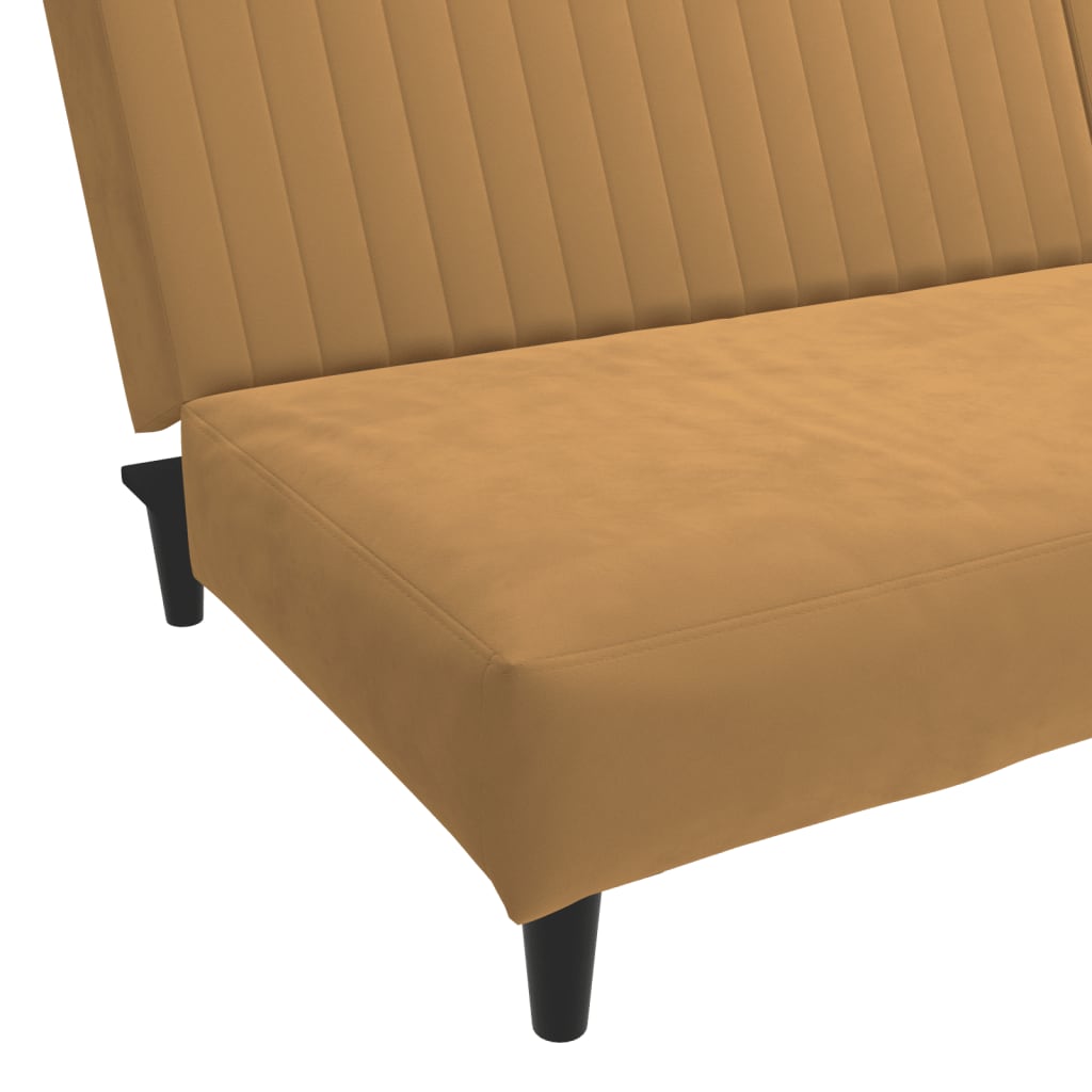Canapea extensibilă cu 2 locuri, maro, catifea