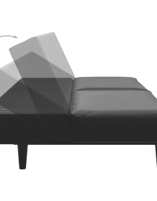 Încărcați imaginea în vizualizatorul Galerie, Canapea extensibilă cu 2 locuri, negru, piele ecologică - Lando
