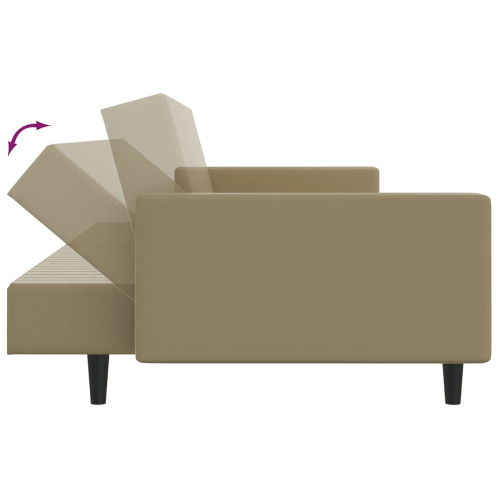 Canapea extensibilă cu 2 locuri, cappuccino, piele ecologică