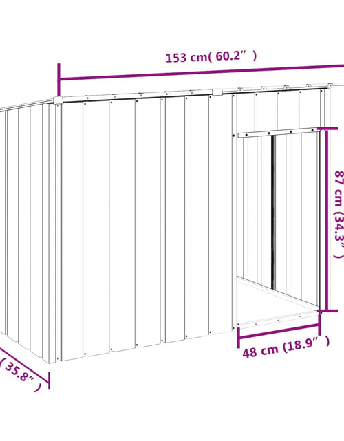 Încărcați imaginea în vizualizatorul Galerie, Cușcă câine cu acoperiș antracit 153x91x110 cm oțel galvanizat
