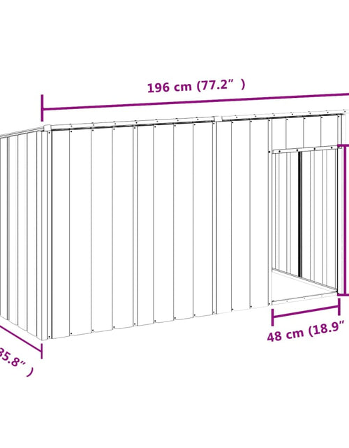 Загрузите изображение в средство просмотра галереи, Cușcă câine cu acoperiș antracit 196x91x110 cm oțel galvanizat
