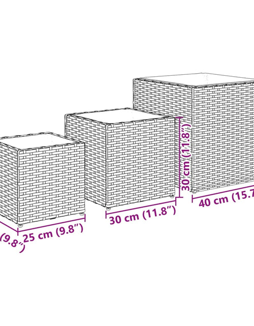 Загрузите изображение в средство просмотра галереи, Jardiniere de grădină, 3 buc., maro, poliratan
