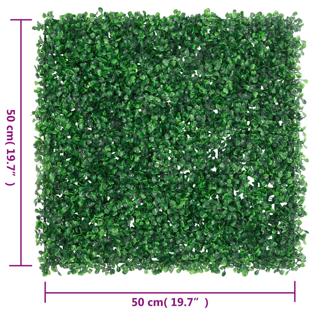 Gard din frunze de arbust artificiale, 6 buc., verde, 50x50 cm
