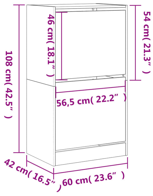 Загрузите изображение в средство просмотра галереи, Pantofar cu 2 sertare rabatabile, stejar sonoma, 60x42x108 cm
