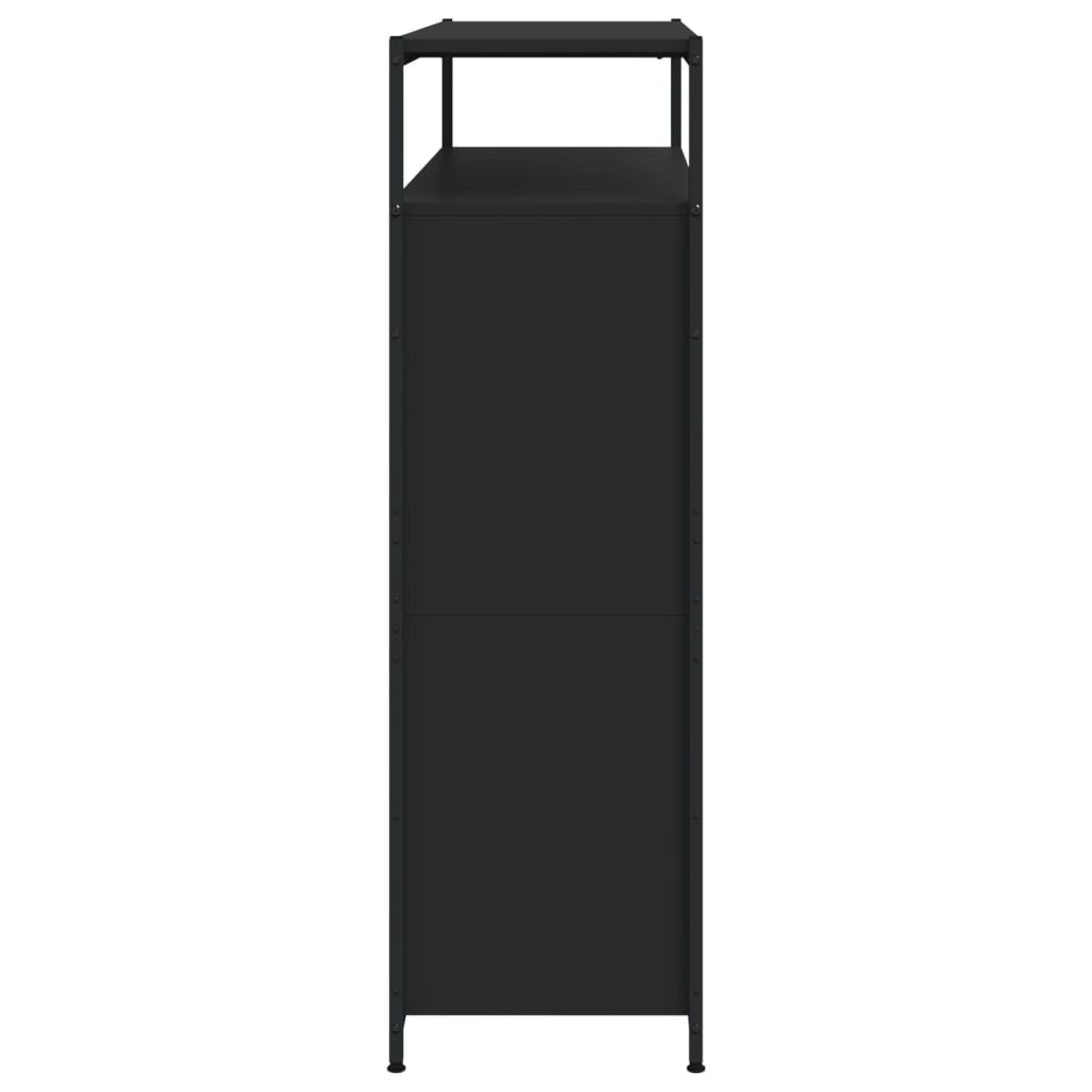 Dulap de pantofi cu 4 sertare rabatabile, negru, 100x34x112 cm