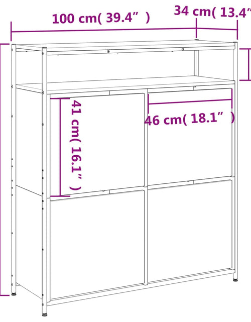 Încărcați imaginea în vizualizatorul Galerie, Dulap de pantofi cu 4 sertare rabatabile, negru, 100x34x112 cm
