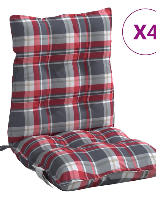 Încărcați imaginea în vizualizatorul Galerie, Perne scaun cu spătar mic, 4 buc., roșu carouri, textil oxford
