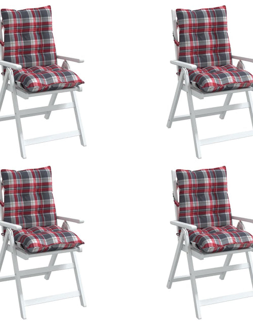 Încărcați imaginea în vizualizatorul Galerie, Perne scaun cu spătar mic, 4 buc., roșu carouri, textil oxford
