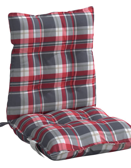 Загрузите изображение в средство просмотра галереи, Perne scaun cu spătar mic, 4 buc., roșu carouri, textil oxford
