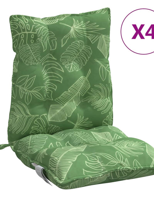 Încărcați imaginea în vizualizatorul Galerie, Perne de scaun spătar jos, 4 buc., model frunze, textil oxford
