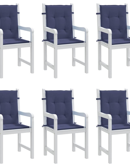 Încărcați imaginea în vizualizatorul Galerie, Perne pentru scaune cu spătar jos, 6 buc., bleumarin, textil
