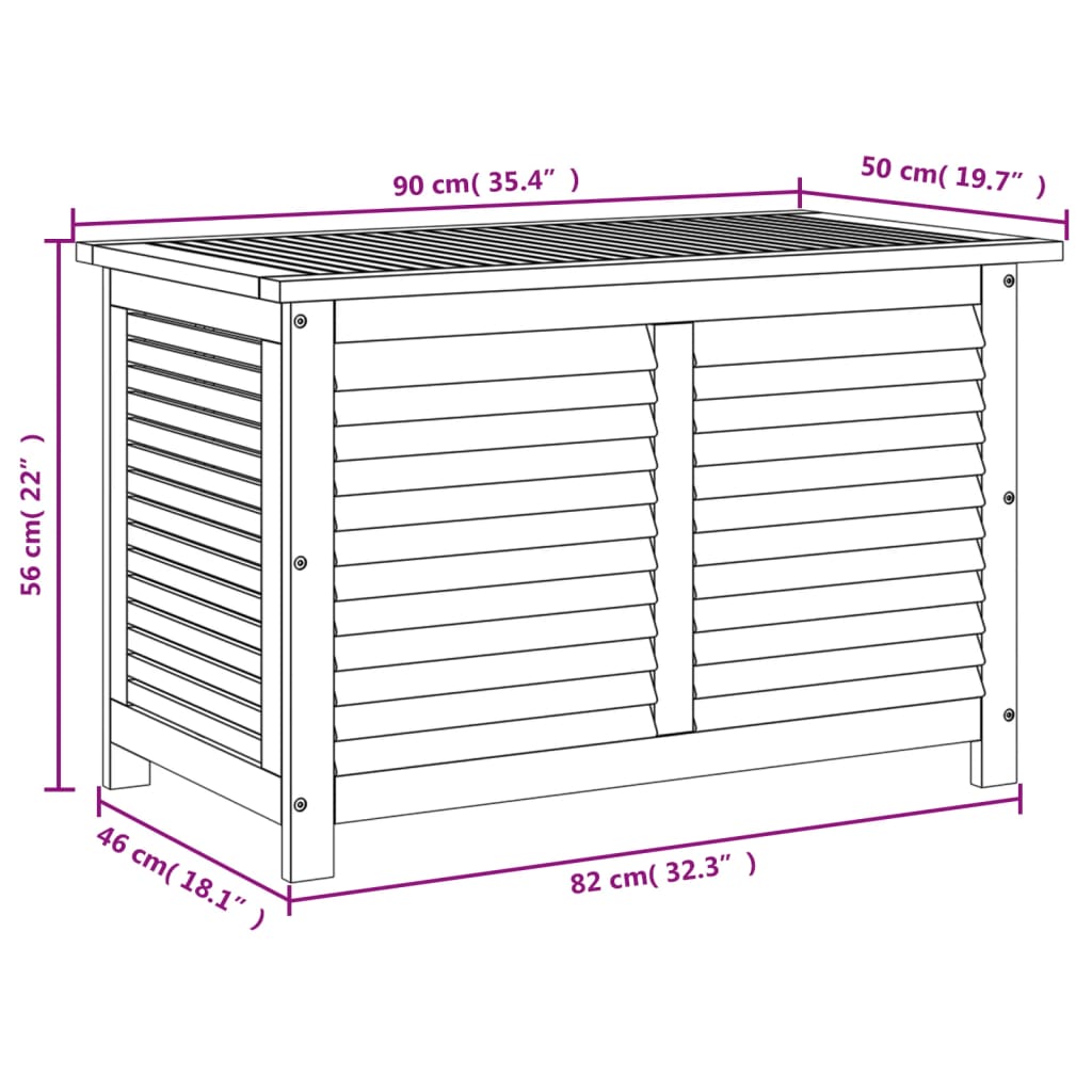 Ladă depozitare grădină cu grilaj 90x50x56 cm lemn masiv acacia