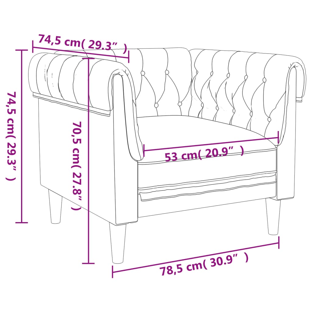 Fotoliu Chesterfield gri închis, material textil