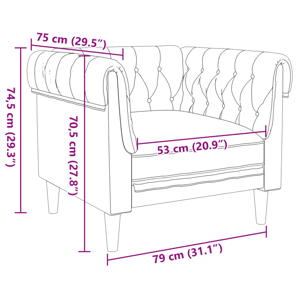 Fotoliu Chesterfield, maro, material textil - Lando