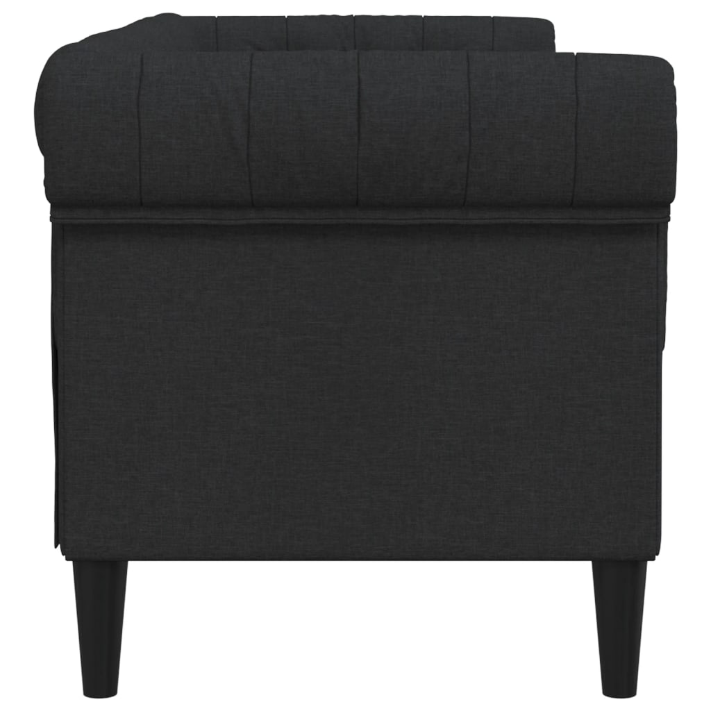Canapea Chesterfield cu 2 locuri, negru, material textil - Lando