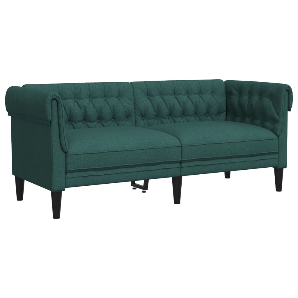 Canapea Chesterfield cu 2 locuri, verde închis, material textil