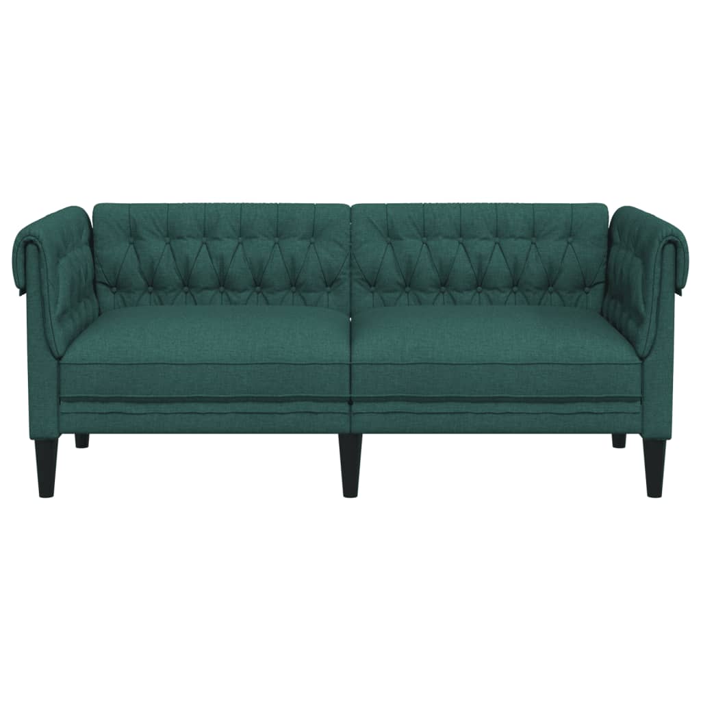 Canapea Chesterfield cu 2 locuri, verde închis, material textil