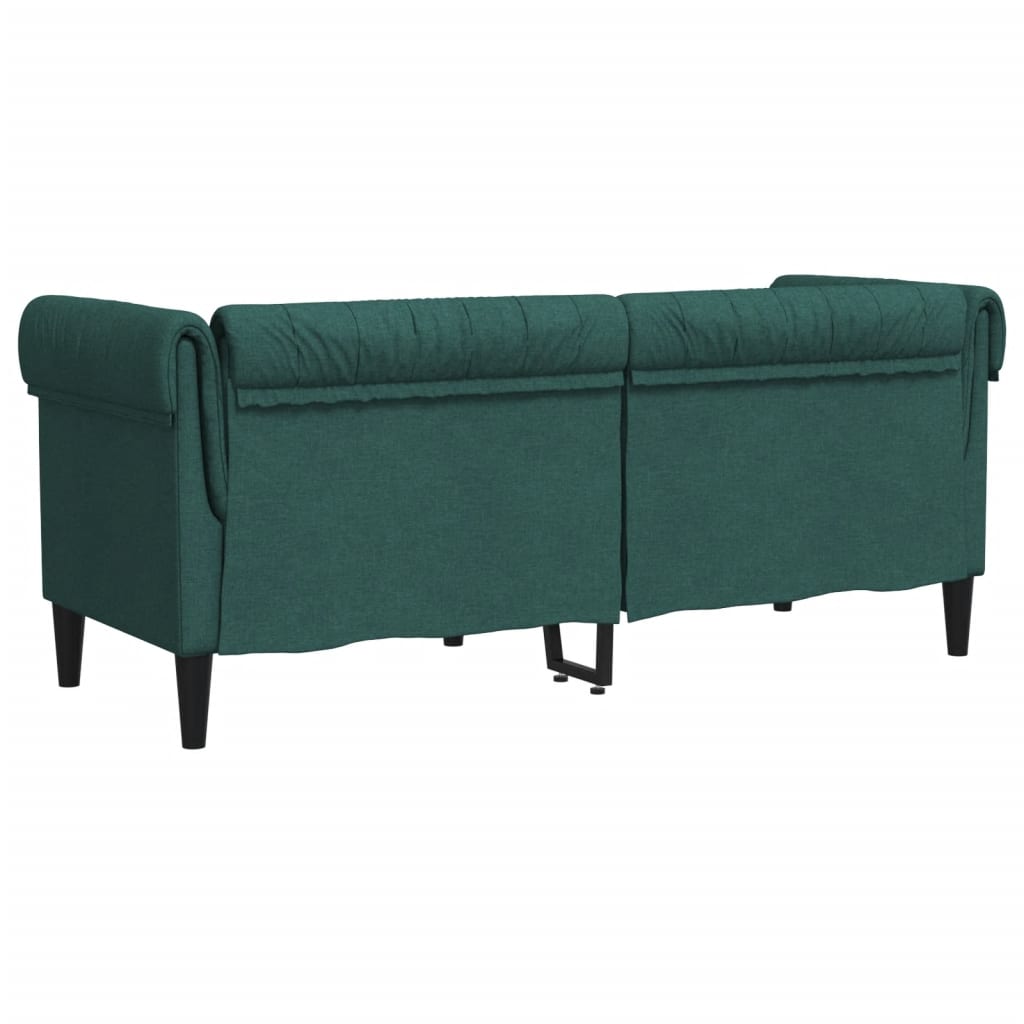 Canapea Chesterfield cu 2 locuri, verde închis, material textil