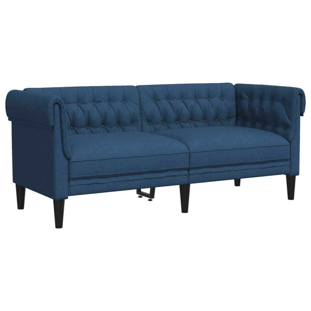 Canapea Chesterfield cu 2 locuri, albastru, material textil - Lando