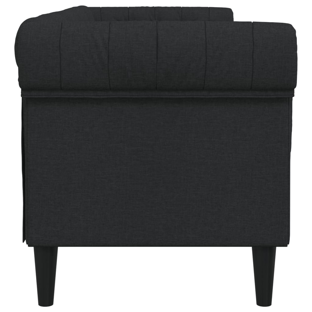Canapea Chesterfield cu 3 locuri, negru, material textil - Lando