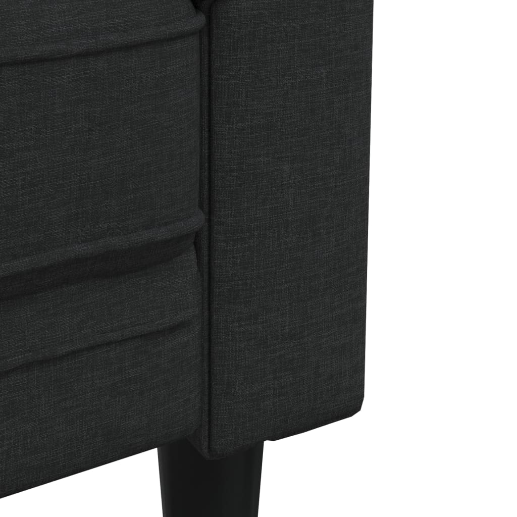 Canapea Chesterfield cu 3 locuri, negru, material textil - Lando