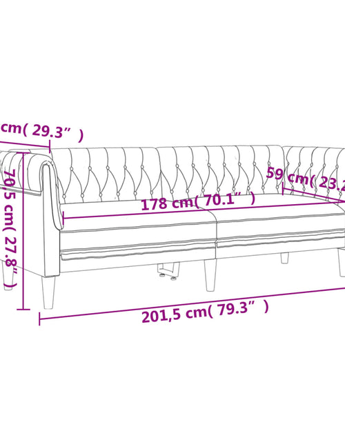Загрузите изображение в средство просмотра галереи, Canapea Chesterfield cu 3 locuri, maro închis, material textil
