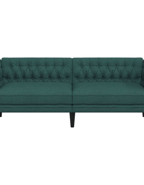 Загрузите изображение в средство просмотра галереи, Canapea Chesterfield cu 3 locuri, verde închis, material textil
