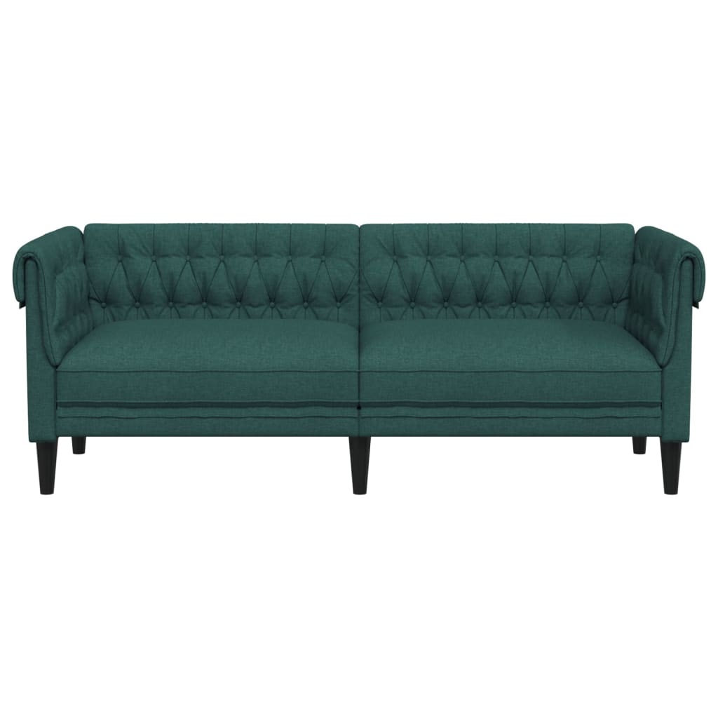 Canapea Chesterfield cu 3 locuri, verde închis, material textil