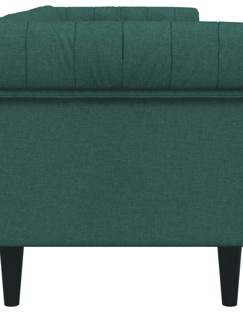 Загрузите изображение в средство просмотра галереи, Canapea Chesterfield cu 3 locuri, verde închis, material textil
