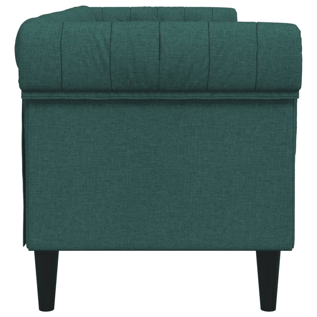 Canapea Chesterfield cu 3 locuri, verde închis, material textil