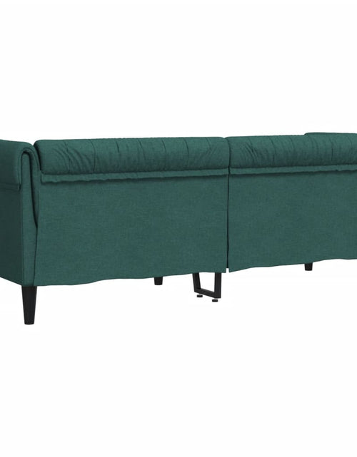 Загрузите изображение в средство просмотра галереи, Canapea Chesterfield cu 3 locuri, verde închis, material textil
