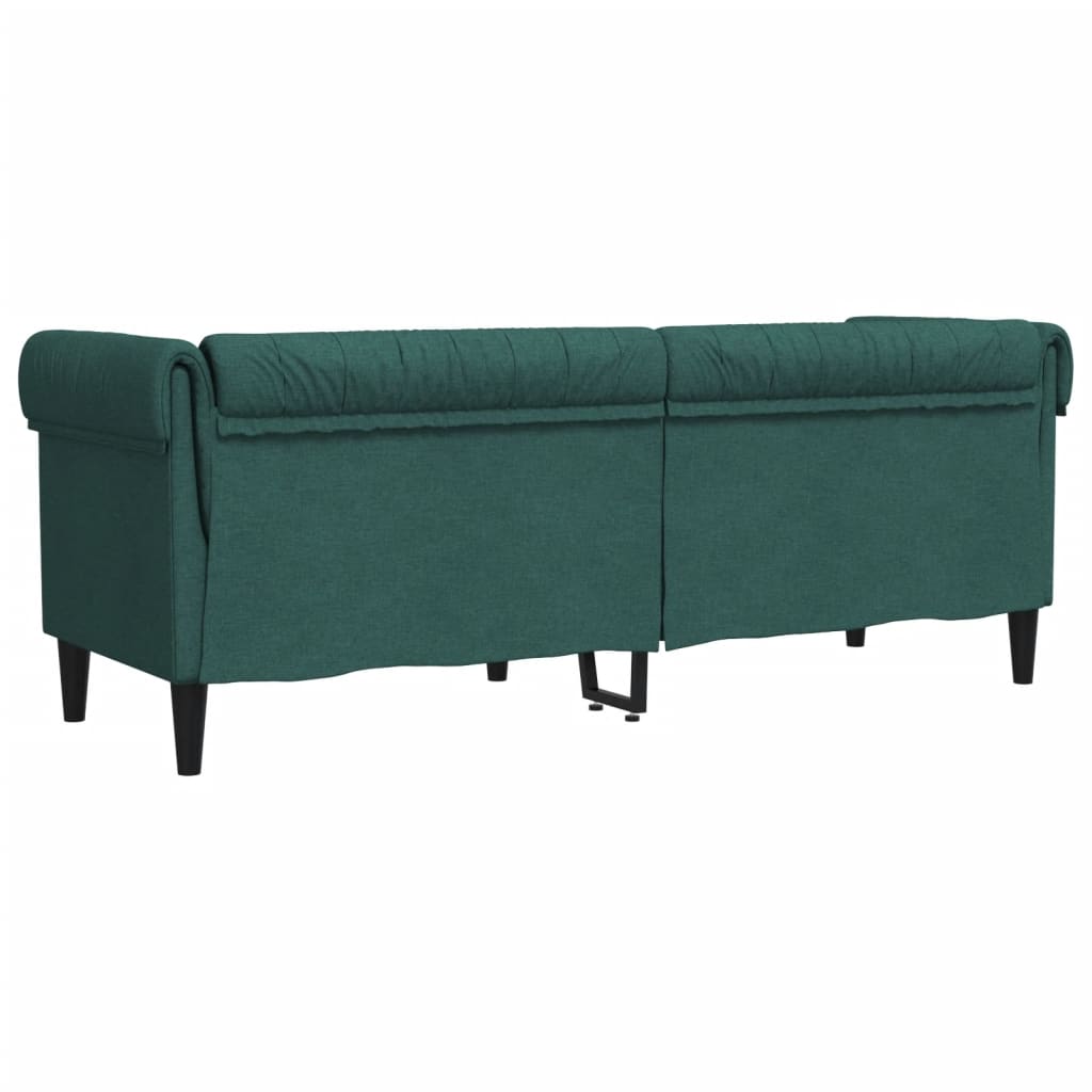 Canapea Chesterfield cu 3 locuri, verde închis, material textil