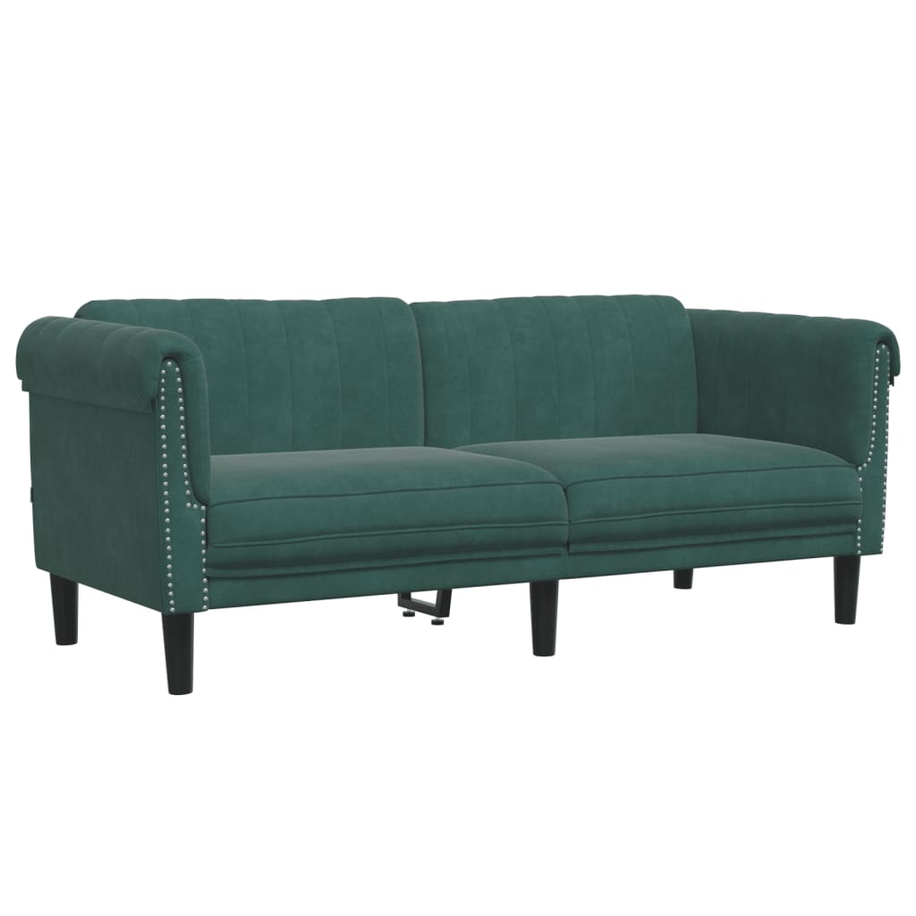 Canapea cu 2 locuri, verde închis, catifea