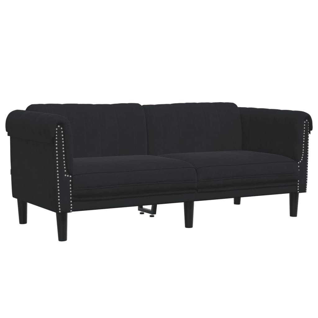 Canapea cu 2 locuri, negru, catifea
