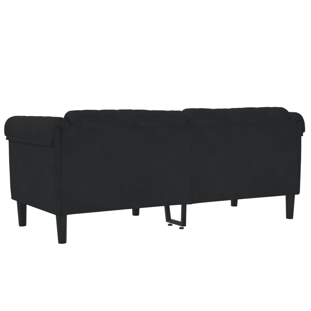 Canapea cu 2 locuri, negru, catifea