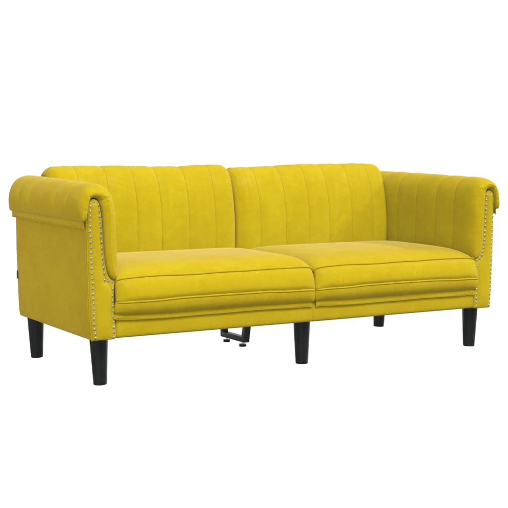 Canapea cu 2 locuri, galben, catifea