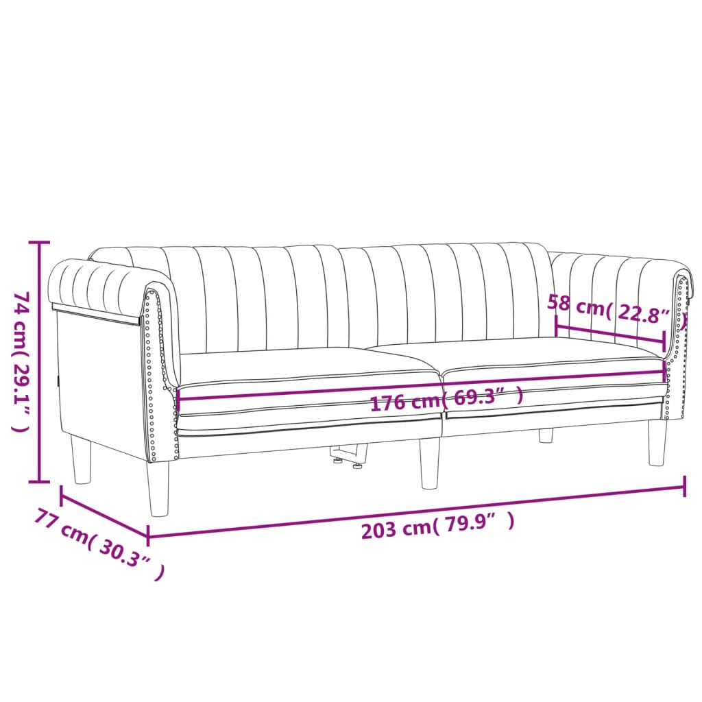 Canapea cu 3 locuri, gri deschis, material catifea