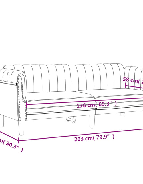 Загрузите изображение в средство просмотра галереи, Canapea cu 3 locuri, Negru, catifea - Lando
