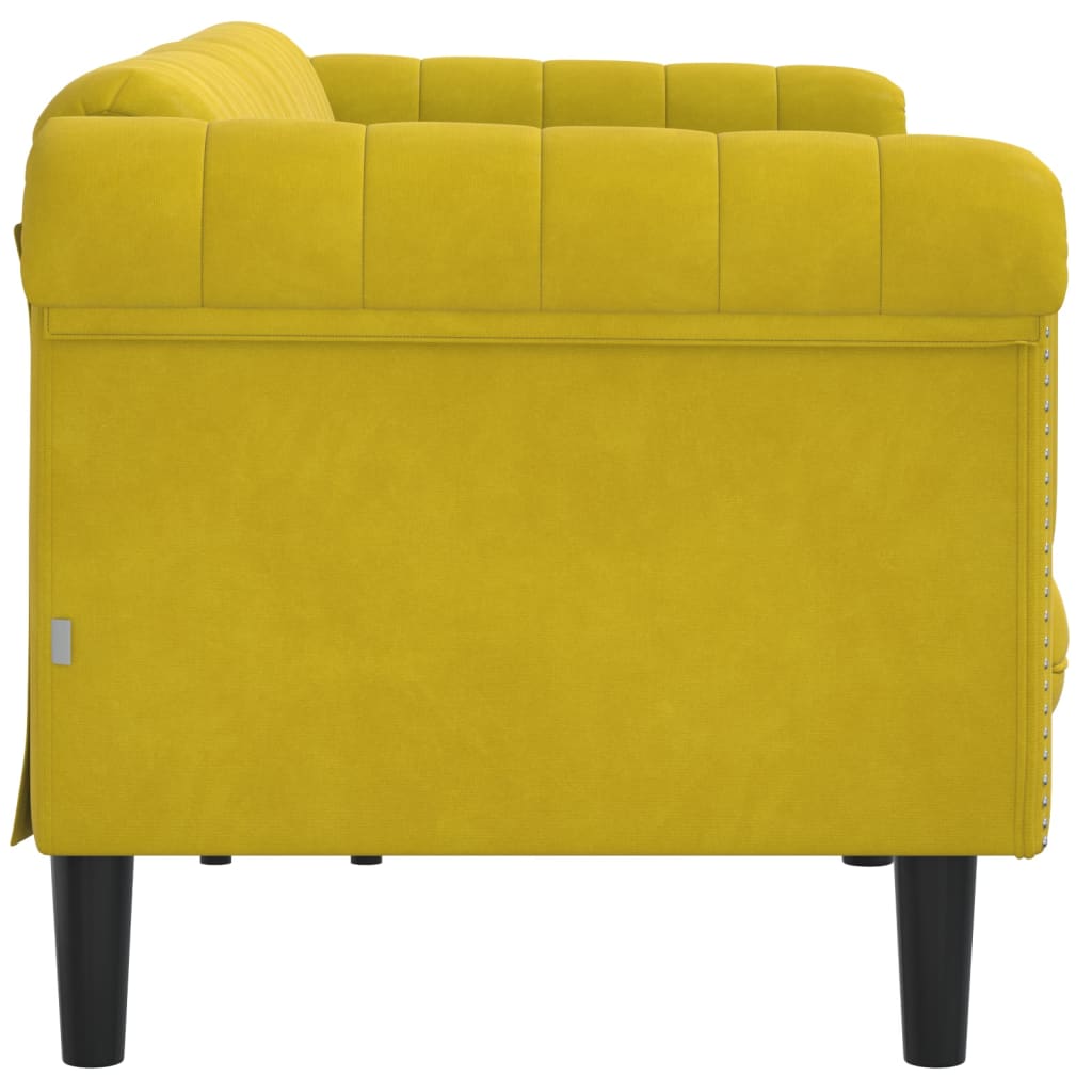 Canapea cu 3 locuri, galben, catifea - Lando