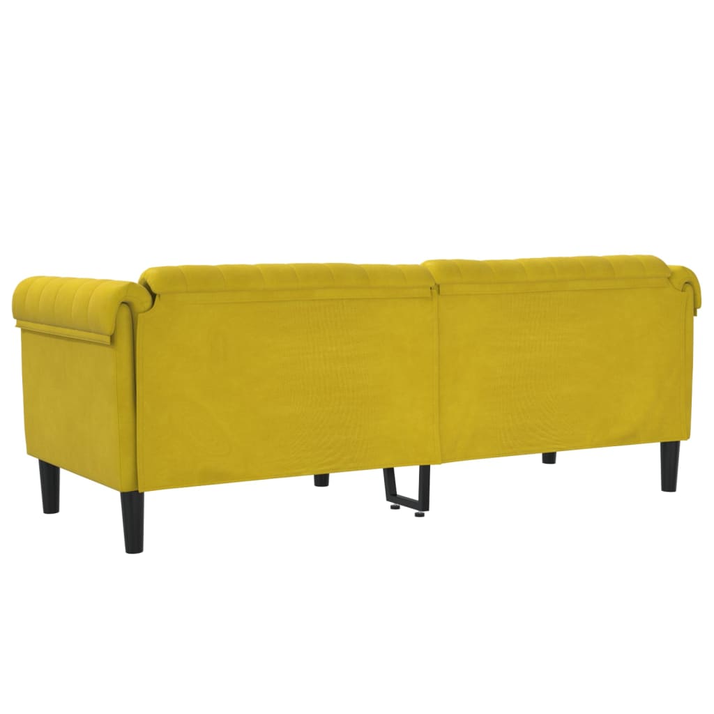 Canapea cu 3 locuri, galben, catifea - Lando