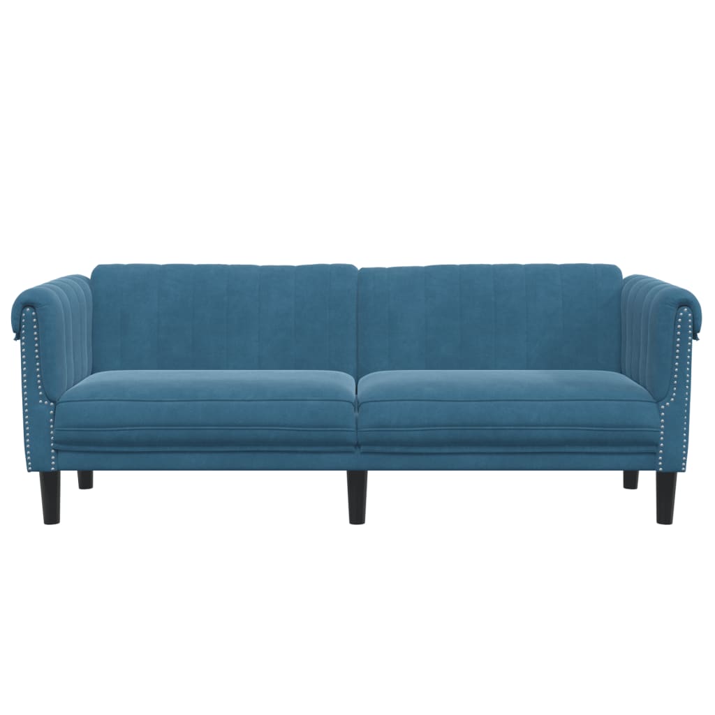 Canapea cu 3 locuri, albastru, catifea