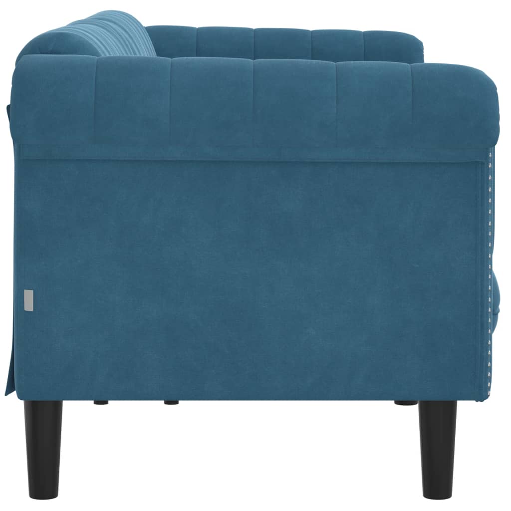 Canapea cu 3 locuri, albastru, catifea
