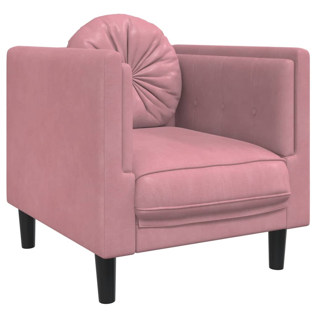 Fotoliu canapea cu pernă, roz, catifea - Lando