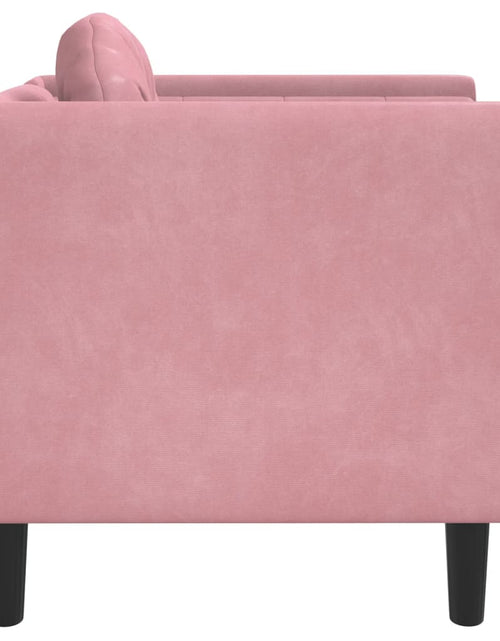 Încărcați imaginea în vizualizatorul Galerie, Fotoliu canapea cu pernă, roz, catifea - Lando
