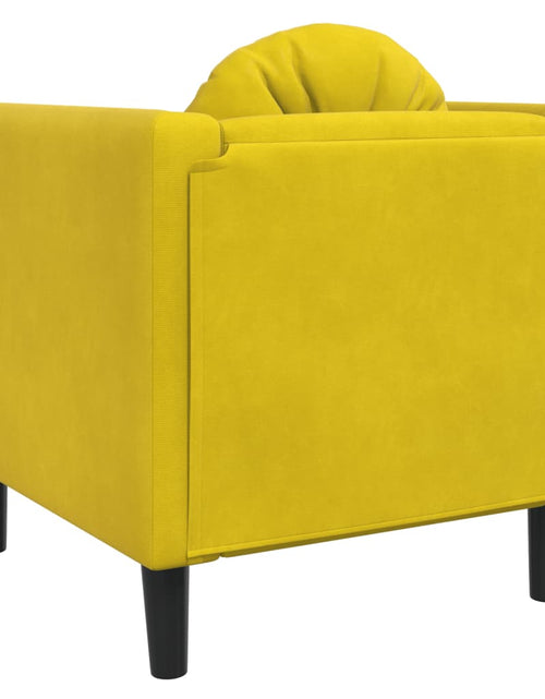 Încărcați imaginea în vizualizatorul Galerie, Fotoliu canapea cu pernă, galben, catifea - Lando
