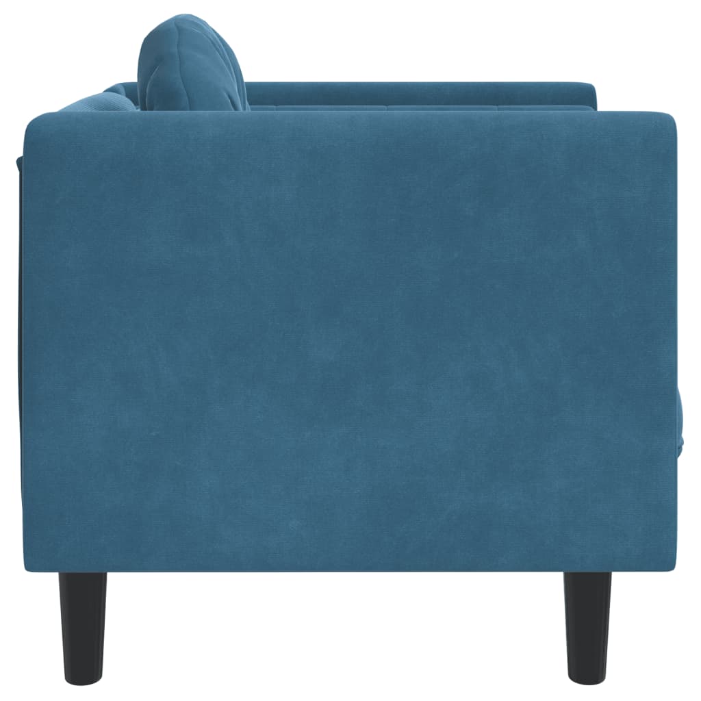 Fotoliu canapea cu pernă, albastru, catifea