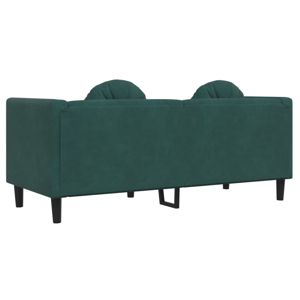 Canapea cu perne, 2 locuri, verde închis, catifea - Lando