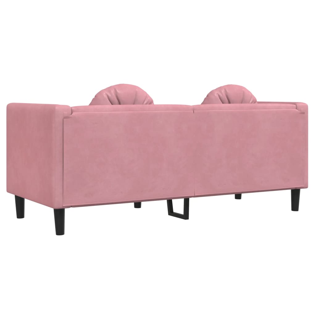 Canapea cu perne, 2 locuri, roz, catifea