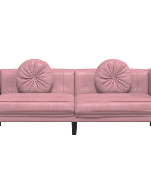Încărcați imaginea în vizualizatorul Galerie, Canapea cu perne, 3 locuri, roz, catifea - Lando
