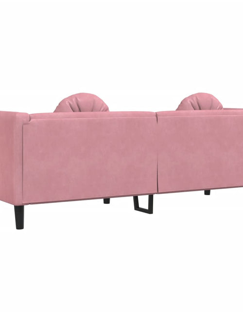 Încărcați imaginea în vizualizatorul Galerie, Canapea cu perne, 3 locuri, roz, catifea
